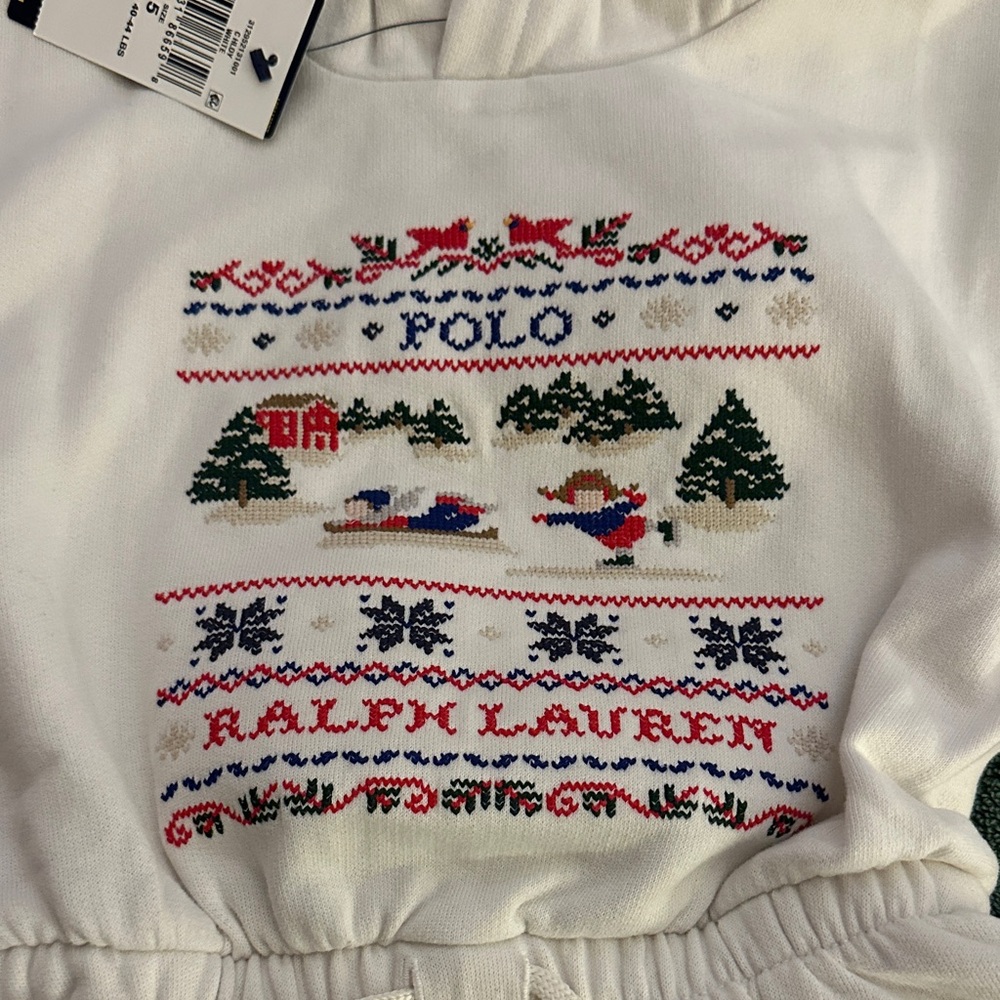 Ralph Lauren White Holiday embroidered Sweatshirt dress size 5
